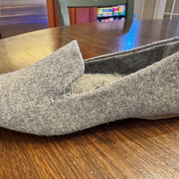 Birdies The Starling Gray Wool Faux Fur Loafers Size 6 - Picture 7 of 9